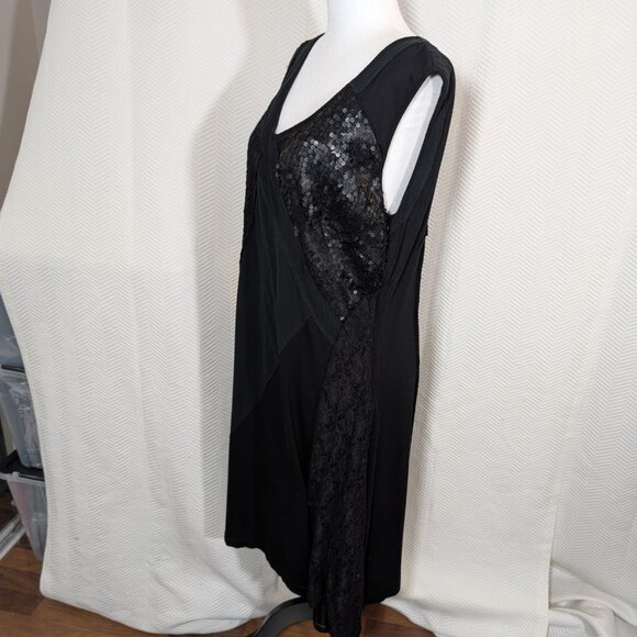 Robert Kitchen Black Mixed Media Dress Lace Mesh & Sequins Stretch Size Large - Picture 13 of 14